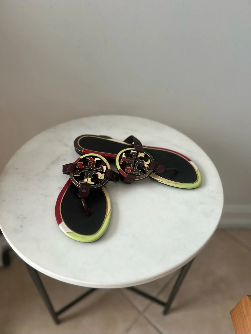 Tory Burch Multicolor Leather Logo Thong Sandals
